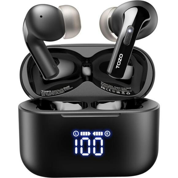 Wireless Bluetooth Earbuds Noise Cancelling Waterproof with Charging Case LED - Picture 1 of 7